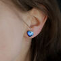 Heart Shaped Blue Stud Earrings, thumbnail 3 of 10