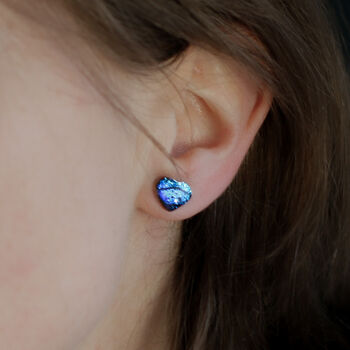 Heart Shaped Blue Stud Earrings, 3 of 10