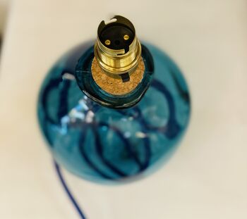 Aqua Blue 24cm Recycled Handmade Glass Table Lamp, 2 of 2