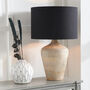 Boho Mango Wood Table Lamp With Black Lampshade, thumbnail 1 of 11