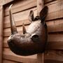 Rhino Head Recycled Metal Garden Sculpture, thumbnail 1 of 2