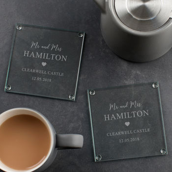 Personalised Anniversary Glass Coaster Set, 2 of 3