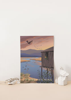 Go Birdwatching Travel Poster Art Print, 3 of 8