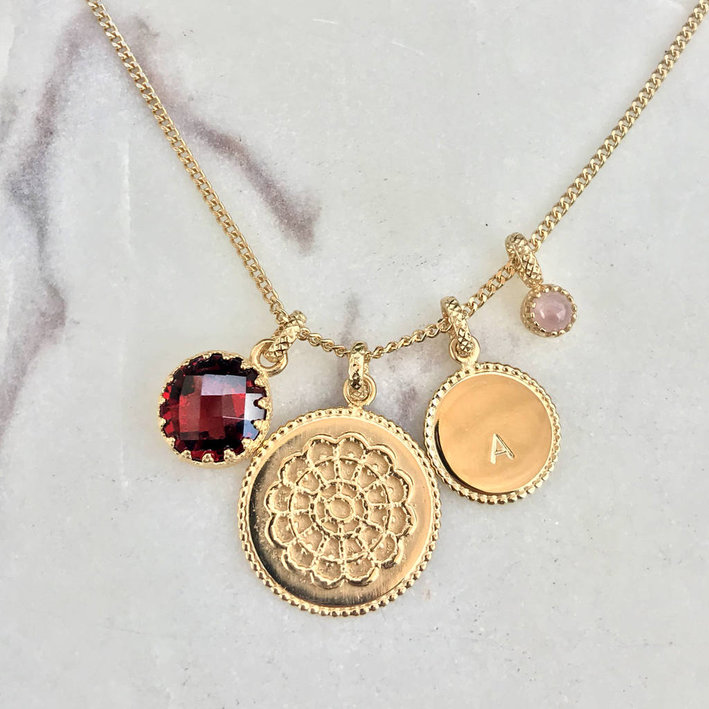 Personalised Disk Pendant With Birthstone, 1 of 7
