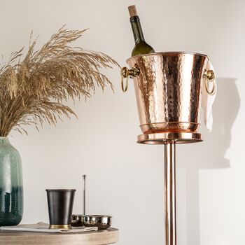 Hand‑Hammered Copper Ice Bucket And Stand Set, 9 of 9