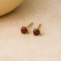 Solid 9ct Gold January Garnet Birthstone Stud Earrings, thumbnail 1 of 5