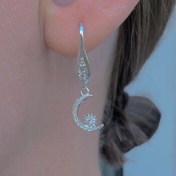 Sterling Silver Cubic Zirconia Sun, Moon And North Star Charm Necklace: Jewellery Set Available, 9 of 10