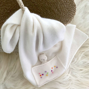Cashmere Baby Blanket With Braille Personalised Pocket, 2 of 9