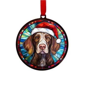 German Shorthaired Pointer In Santa Hat Suncatcher Decoration, 6 of 6