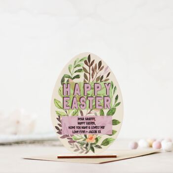 Wooden Easter Card, Botanical, Personalised, 4 of 5