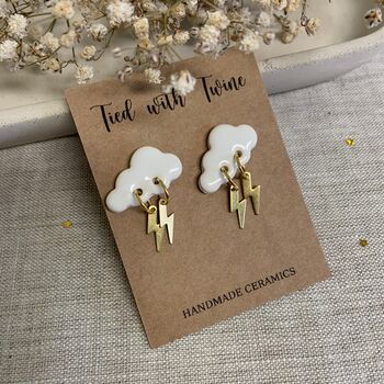 Statement Cloud And Lightening Bolt Stud Earrings, 4 of 6