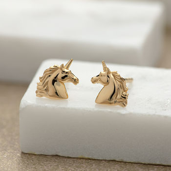 Sterling Silver Unicorn Stud Earrings, 2 of 8