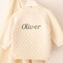 Personalised Pebble Knit Baby Cardigan – Name On Back, thumbnail 1 of 12