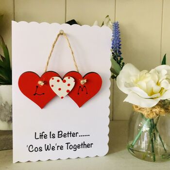 Personalised Valentines Card Double Heart Initials, 3 of 9