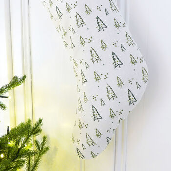 Winter Forest Linen Stocking, 5 of 5