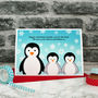 'Penguins' Personalised Christmas Card From Children, thumbnail 2 of 3