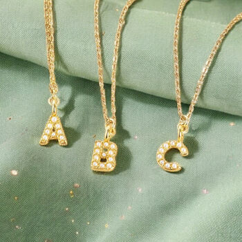 Dainty Pearl Initial Necklace, 5 of 10