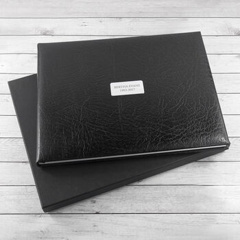 Personalised Black Leather Memoriam Book, 8 of 12