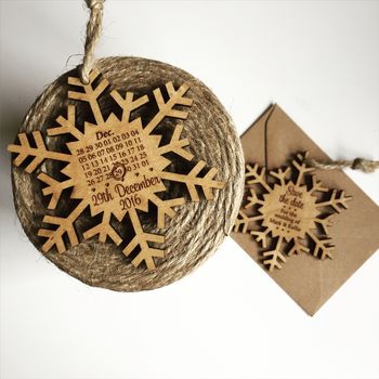 Snowflake Wooden Save The Date, 2 of 3