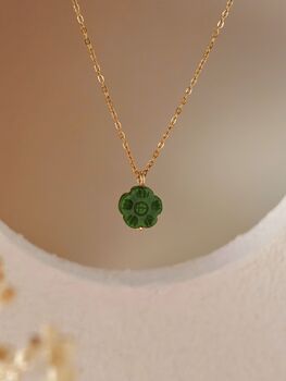 Botan Flower Natural Green Jade Necklace, 7 of 11