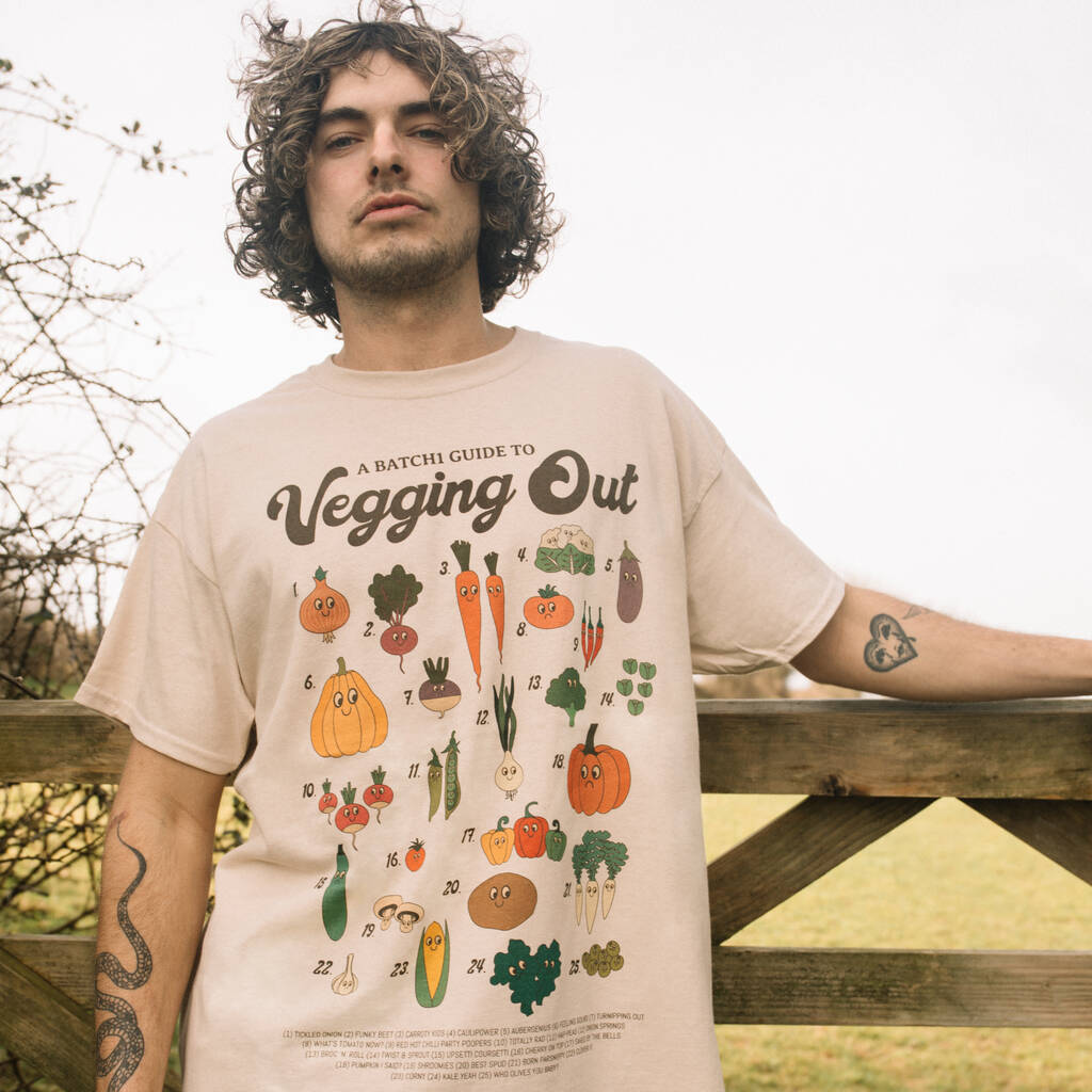 Vegging Out Men's Vegetable Guide T Shirt, 1 of 5