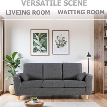 Three Seater Sofa Comfortable Fabric Sofa With Cushions, 2 of 12