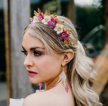 Floral Beaded Bridal Statement Crown, 5 of 8