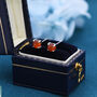 Sterling Silver Natural Red Carnelian Stud Earrings, thumbnail 5 of 11