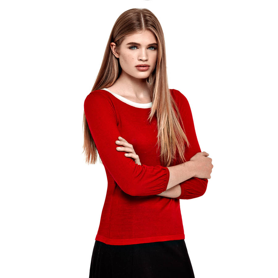 Black And Red Monochrome Knitted Blouses, 1 of 5