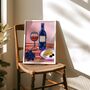 Cheese And Wine Art Print, Wall Decor, Cheese And Wine Gift, thumbnail 1 of 4