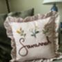 Personalised Embroidered Cushion Ditsy Blue Floral And Gingham, thumbnail 5 of 5