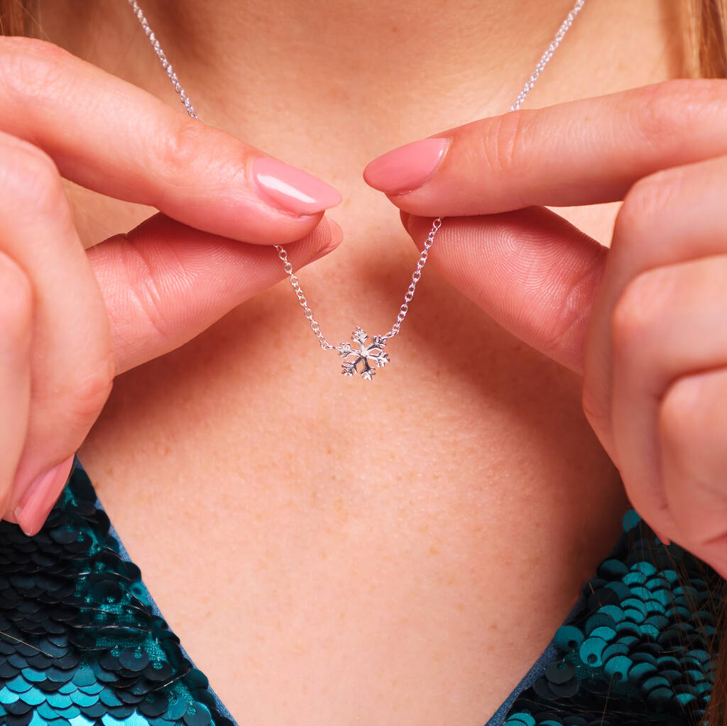 Buy CLARA Silver Rhodium Plated Swiss Zirconia Snowflake Pendant Chain  Necklace Gift For Women & Girls Online