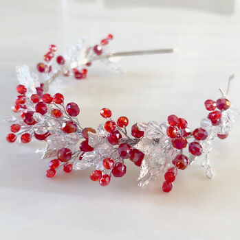 Vibrant Red Crystal Fascinator Headband, 3 of 7