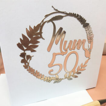 Personalised 50th Floral Birthday Papercut Card, 10 of 10