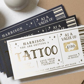 Personalised Tattoo Gift Voucher For Him 21st Birthday, 3 of 9