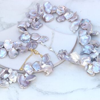 Dramatic Keshi Pearl Choker Necklace, 5 of 10