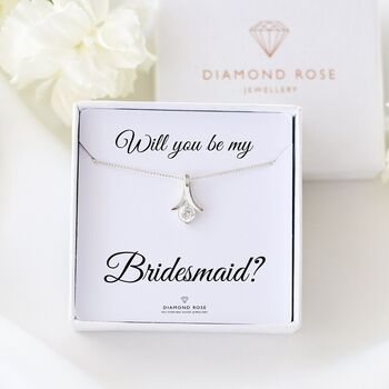 Bridesmaid Proposal Gift, Cubic Zirconia Necklace, 2 of 9