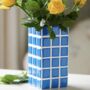 Blue Check Tile Vase, thumbnail 2 of 5