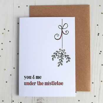 Under The Mistletoe, Personalised Christmas Card, 2 of 4