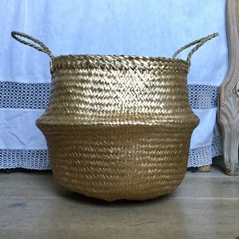 Gold / Silver/ Black Seagrass Belly Basket, 3 of 10