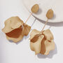 Beige Hand Painted Large Petal Drop Earrings, thumbnail 1 of 3