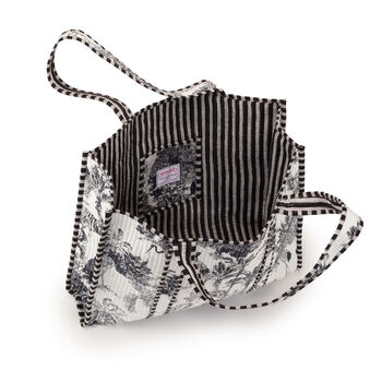 Serendipity Cotton Quilted Tote Bag Black/White Crane, 4 of 5