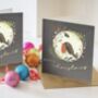 Pack Of Eight Robin Gold Embossed Christmas Cards, thumbnail 2 of 3