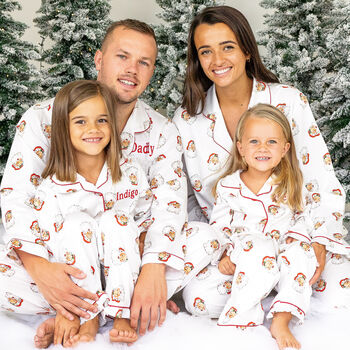 Personalised Matching Family Christmas Santa Print Pyjamas, 8 of 12