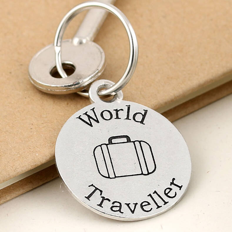 Image of World Traveller Round Pewter Keyring