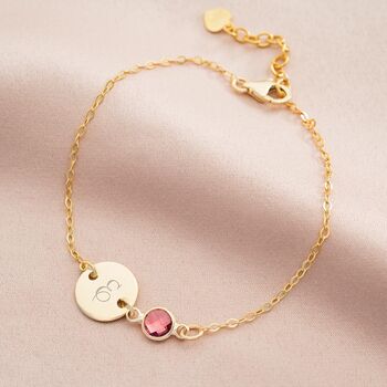 Personalised Initial Disc And Birthstone Bracelet, 4 of 12