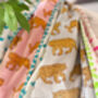 Handmade Block Print Dohar Blanket | Baby Blue Tiger, thumbnail 7 of 7