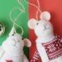 Felt Mr And Mrs Mouse In Christmas Jumpers, thumbnail 5 of 6