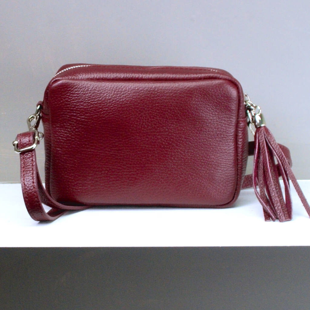 Women's Italian Leather Crossbody Bag in Burgundy by Quince