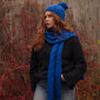 Royal Blue Chunky Knitted Scarf, thumbnail 4 of 4
